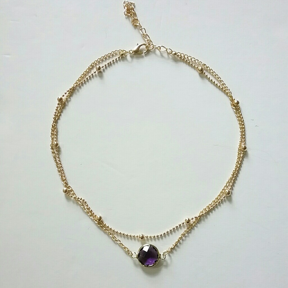 💕4/$25💕2 Layer Purple Crystal Choker - Picture 2 of 8